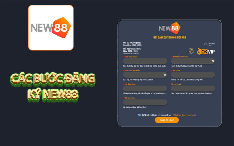 Các bước đăng ký new88