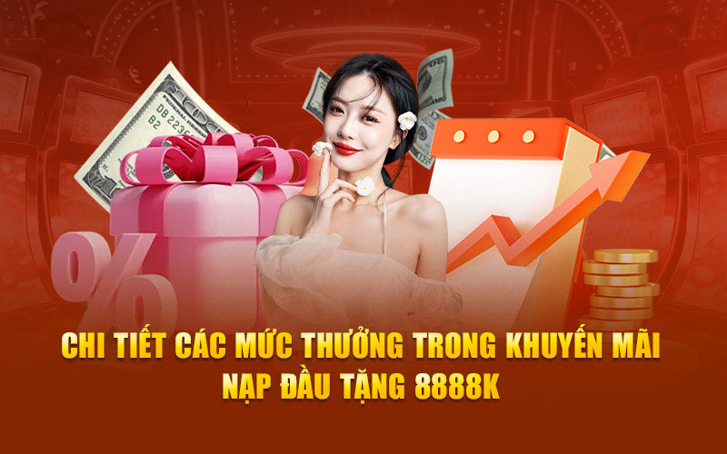 Chi tiết các mức thưởng trong khuyến mãi nạp đầu tặng 8888K